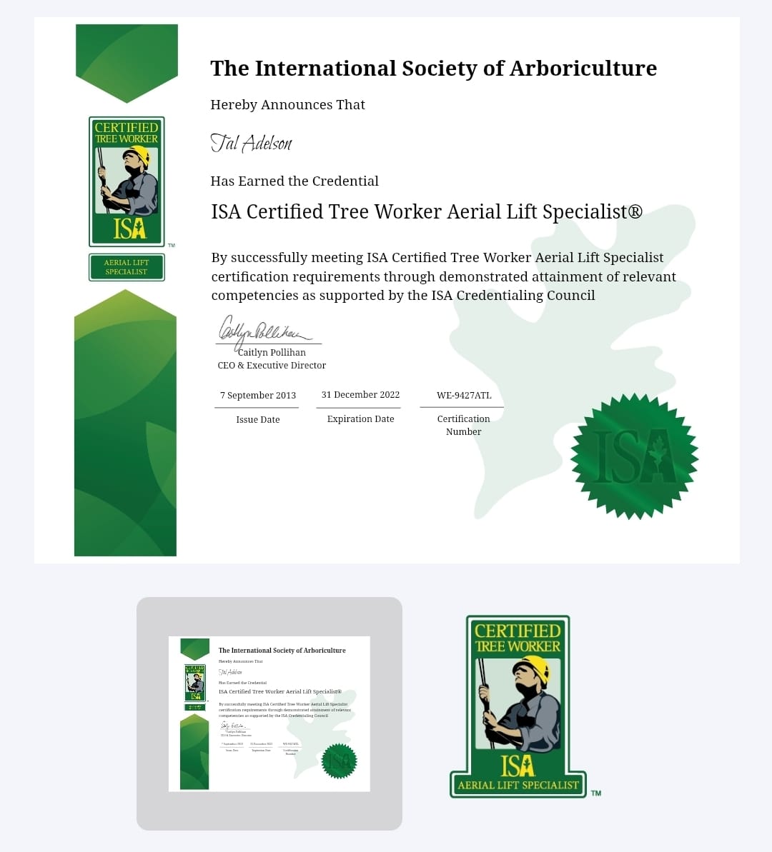 ISA Aerial Lift Specialist Certificate